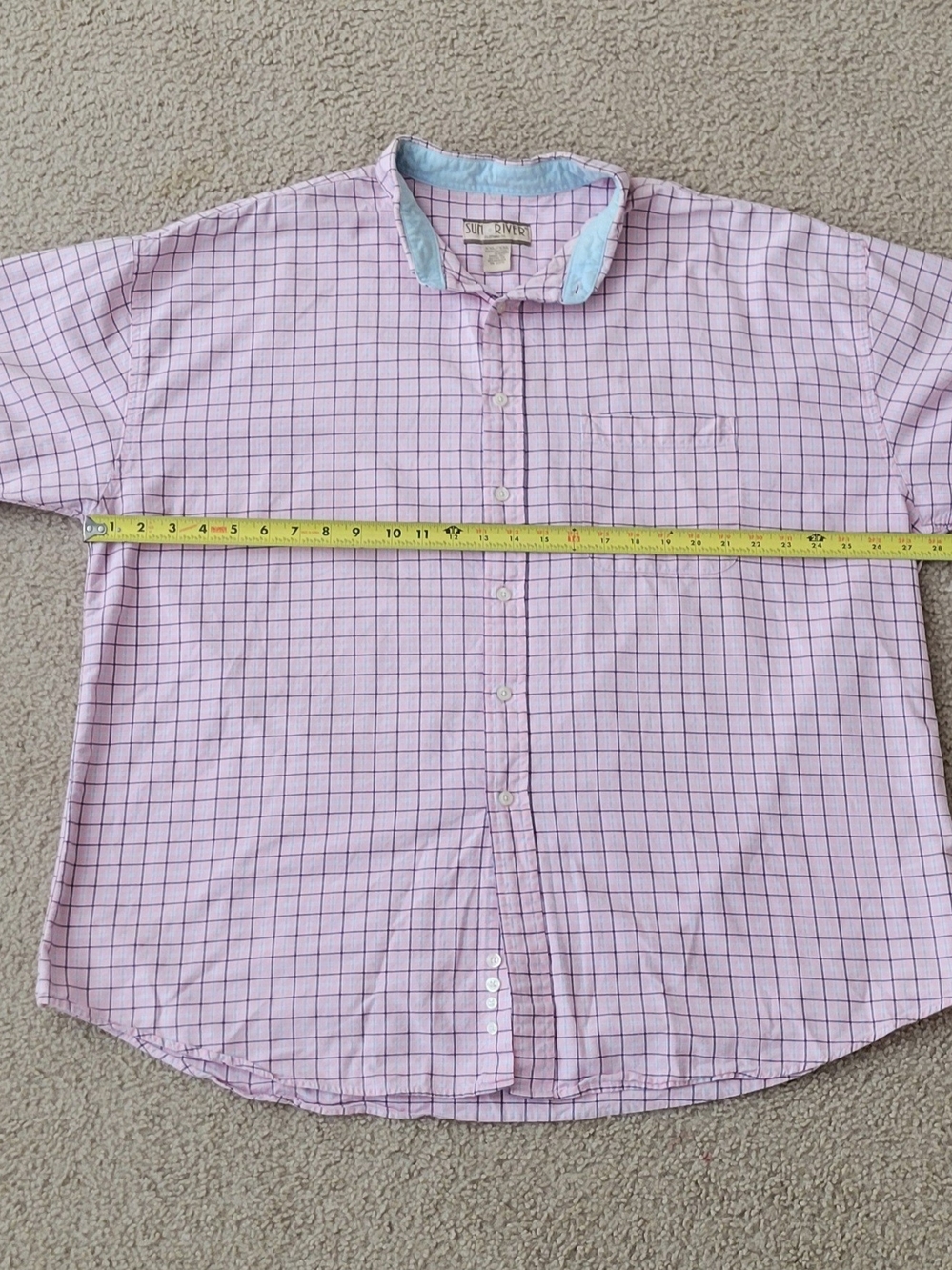 Men's Pink Sun River XXL Windowpane Button-Down Shirt